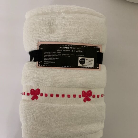 NWT Betsey Johnson Hand Towel & Wash Rag Set!! Pink Ribbon Design! - Picture 5 of 9